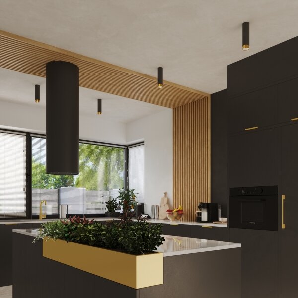 Sollux SL.1411 - Faretto NERO 1xGU10/10W/230V 22,5 cm nero/oro