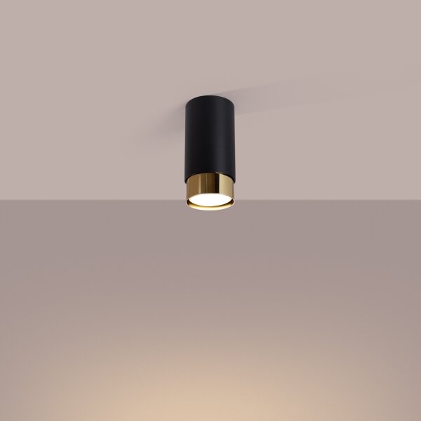 Sollux SL.1410 - Faretto NERO 1xGU10/10W/230V 12,5 cm nero/oro