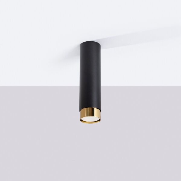 Sollux SL.1411 - Faretto NERO 1xGU10/10W/230V 22,5 cm nero/oro