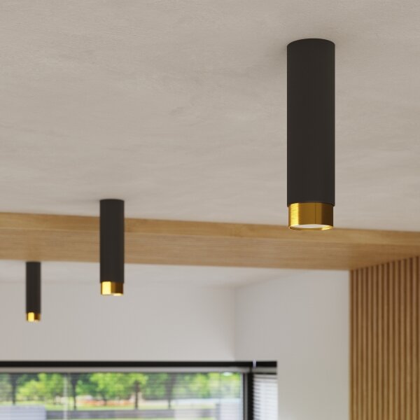 Sollux SL.1411 - Faretto NERO 1xGU10/10W/230V 22,5 cm nero/oro