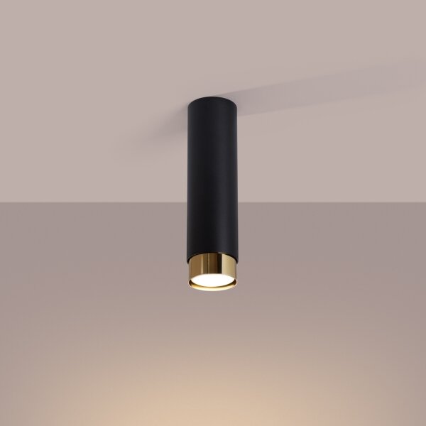 Sollux SL.1411 - Faretto NERO 1xGU10/10W/230V 22,5 cm nero/oro