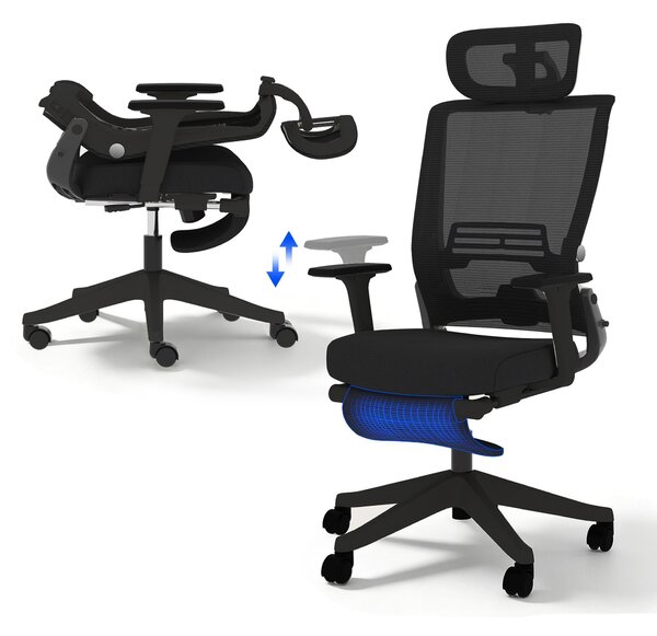 FLEXISPOT Foldex sedia ergonomica per ufficio pieghevole per piccoli spazi supporto lombare braccioli regolabili in altezza con poggiapiedi nero
