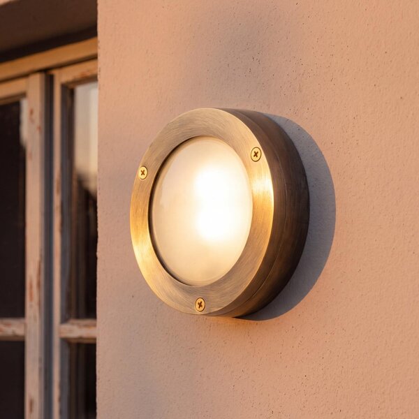 Lampada da parete per esterni IP64 GX53 Ø 14 cm vetro vero ottone luce esterna marittima parete giardino casa