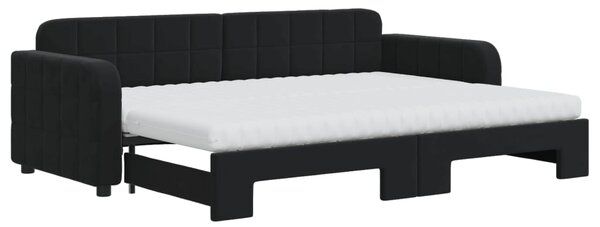 VidaXL Divano letto estraibile con materasso Nero 80x200 cm Velluto