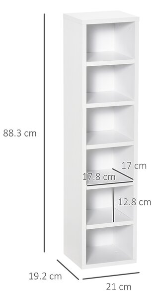 HOMCOM Libreria Scaffale porta CD set 2 Pezzi a 12 Ripiani in Legno, 21x19.2x88.3 cm, Bianco