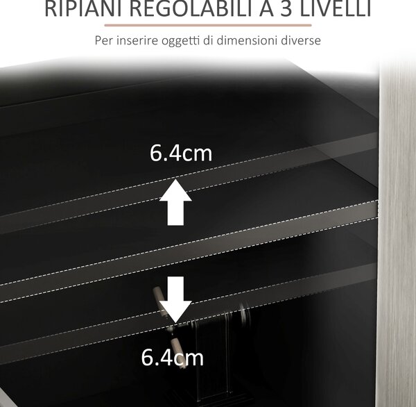 HOMCOM Credenza Moderna con 2 Armadietti e 4 Ante con Apertura a Pressione, 121x37x75cm, Nero