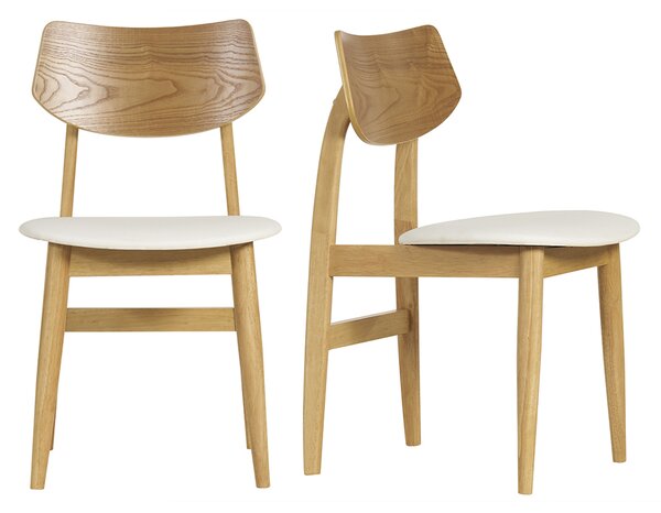 Sedie scandinave in legno chiaro e bianco (set di 2) ELION