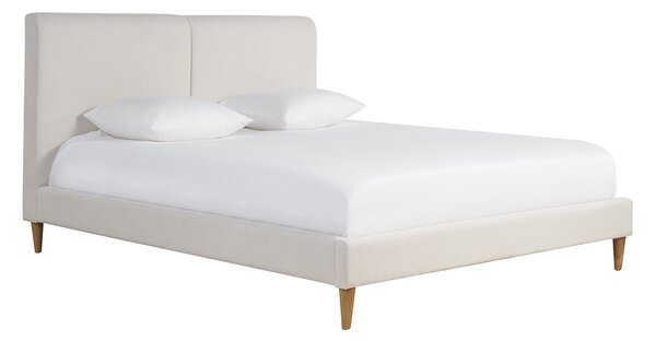 Letto matrimoniale 160x200 cm in tessuto beige e legno chiaro SALOME