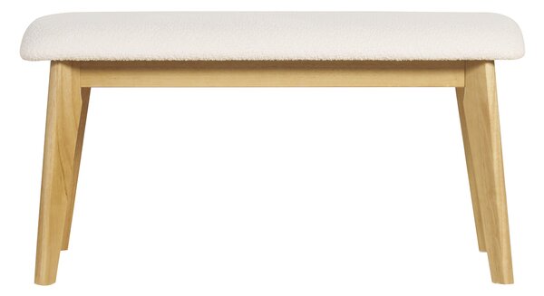 Panca scandinava in tessuto effetto lana bouclé bianco e legno chiaro L92 cm ELION
