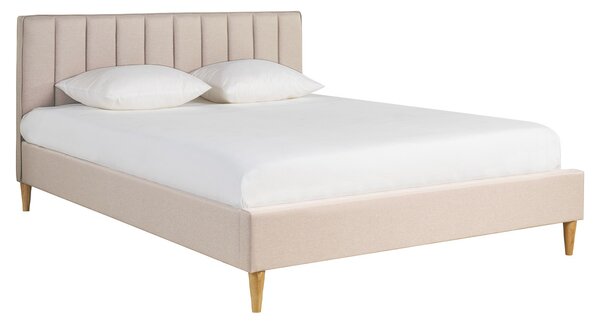 Letto matrimoniale 160x200 cm in tessuto beige DIANE
