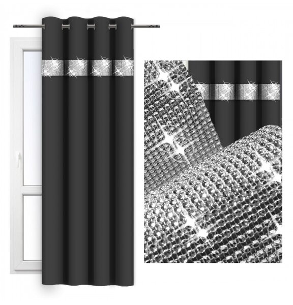Tenda su anelli con zirconi 140x250 cm grafite