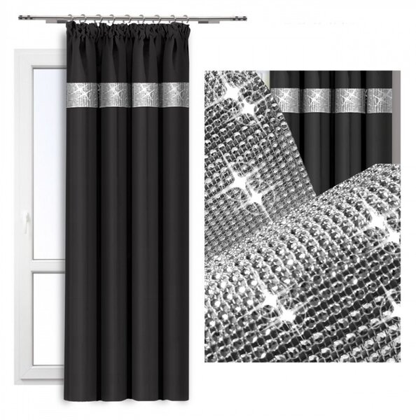 Tenda con nastro e zirconi 140x250 cm grafite