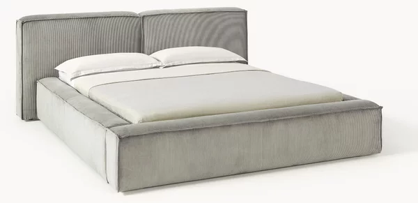 Letto imbottito in velluto a coste Lennon