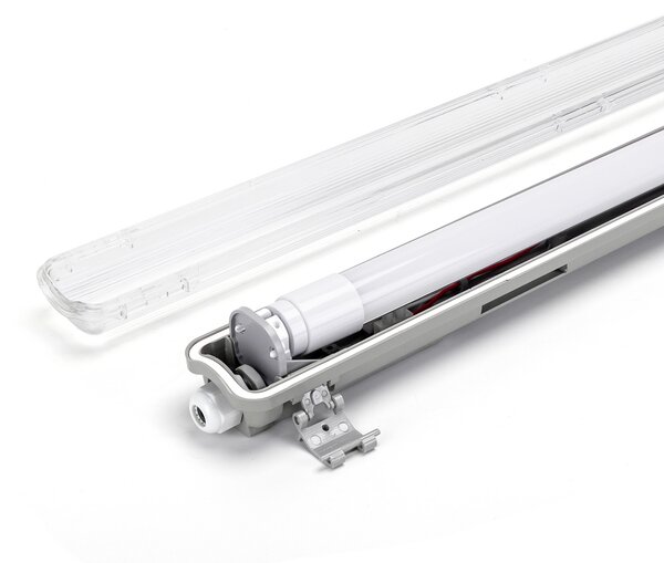 Plafoniera stagna a 1 posto con Tubo Led G13 T8 incluso da 150cm IP65 Bianco freddo 6500K Aigostar