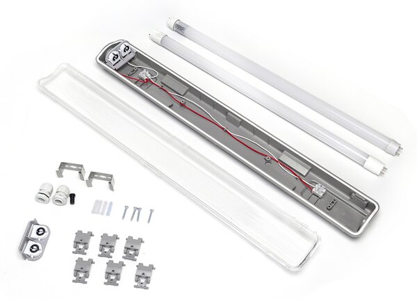Plafoniera stagna a 2 posti con Tubi Led G13 T8 inclusi da 60cm IP65 Bianco freddo 6500K Aigostar