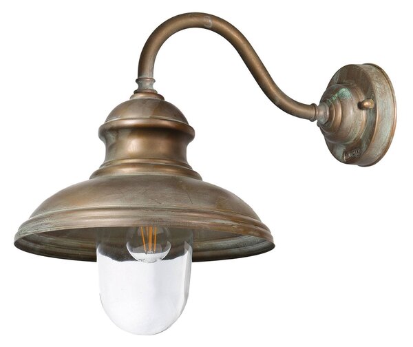 Moretti Luce Applique da esterno Little Mill 3351, ottone antico, vetro trasparente Mill, dimmerabile, Bronzo / Ottone antico, Ottone, Antico