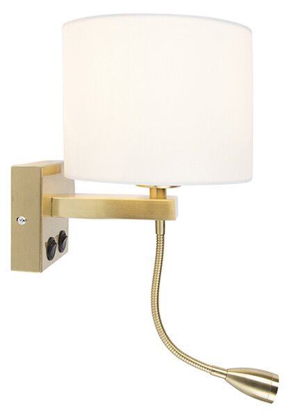 Lampada da parete intelligente oro con paralume bianco incl. Wifi A60 - Brescia