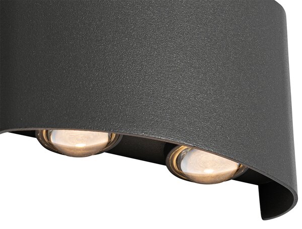 Lampada da parete per esterni grigio scuro con LED 4 luci IP54 - Silly