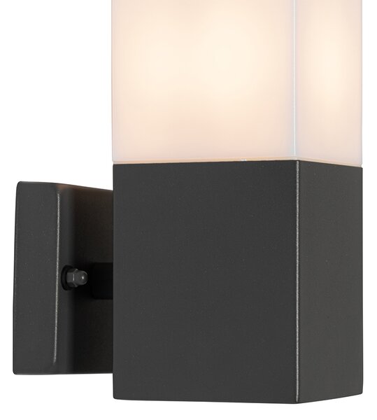 Lampada da parete per esterni moderna grigio scuro con opalina - Malios