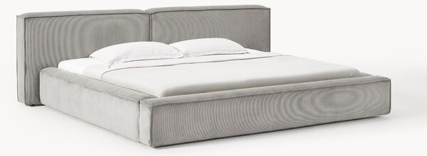 Letto imbottito in velluto a coste con contenitore Lennon