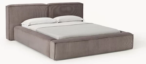 Letto imbottito in velluto a coste Lennon