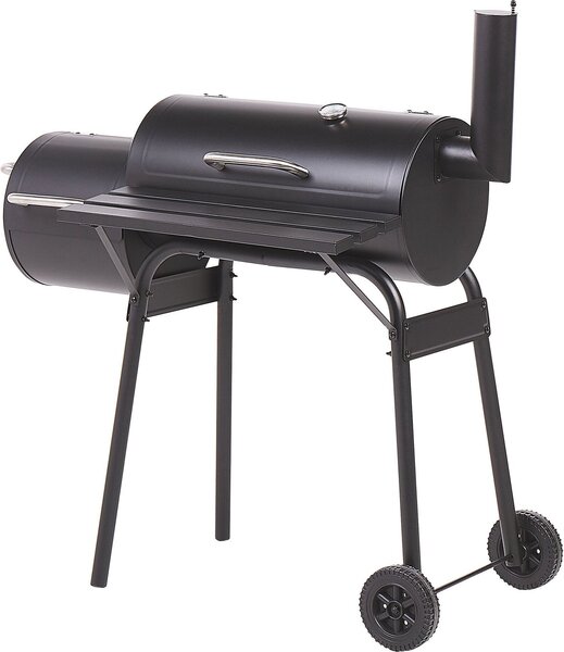 BELIANI Charcoal BBQ Grill Coperchio in ferro nero Girarrosto Griglia per affumicatore