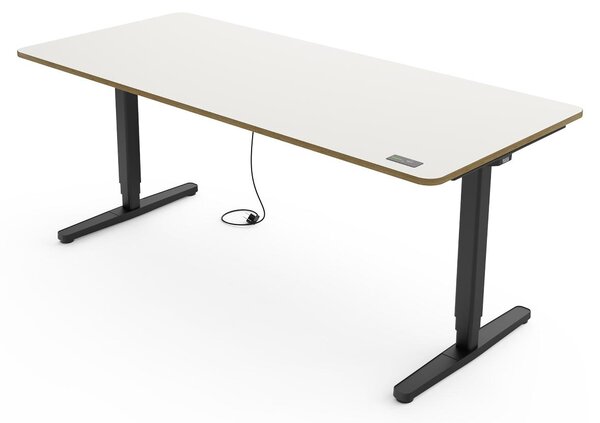 Yaasa Desk Pro: scrivania regolabile in altezza con motore elettrico, 160x80 cm, multistrato bianco/nero – telecomando touch – 9 posizioni memorizzabili – indicatore di altezza