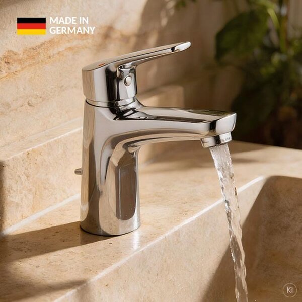 CARLDIX Rubinetto lavabo 01000010-00 115 mm sporgenza, con set di scarico, cromato