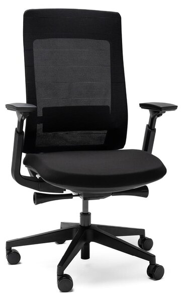 Sedia da ufficio ergonomica Yaasa Chair Essential, nera – Portata 130 kg – Supporto lombare regolabile – Braccioli 3D – Schienale regolabile