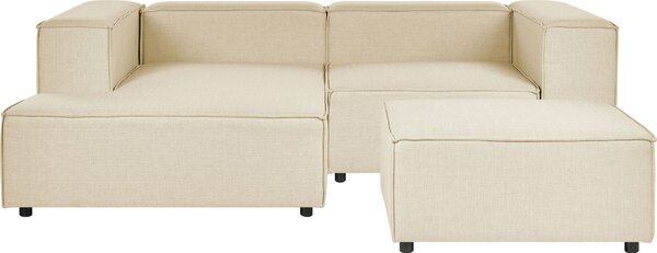 BELIANI Divano componibile con rivestimento in lino beige 2 posti con tabouret Set di divani angolari in stile moderno con lato destro