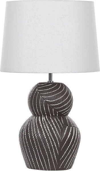 BELIANI Lampada da tavolo base in Vetroceramica nera 63 cm paralume in tessuto bianco luce da tavolo classica luce da letto