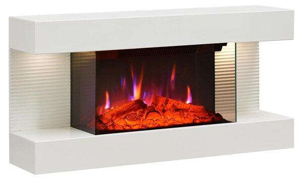 Camino elettrico a parete - 1800 W - Effetto fiamma 3D - Bianco