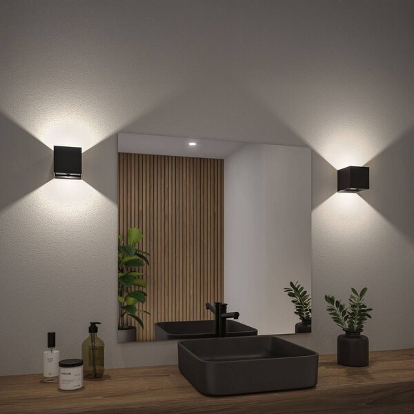 Paulmann Applique da esterni LED ricaricabile Nyara, nera, 10 cm, con sensore, IP44 Nyara, Nero, Bagno, Alluminio, Moderno, Applique da esterni