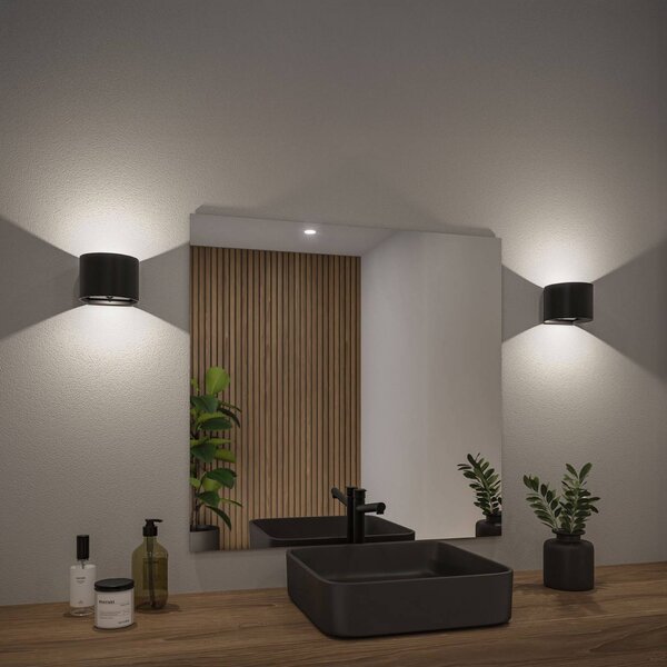 Paulmann Applique da esterni LED ricaricabile Nyora, nera, 14 cm, con sensore, IP44 Nyora, Nero, Bagno, Alluminio, Moderno, Applique da esterni