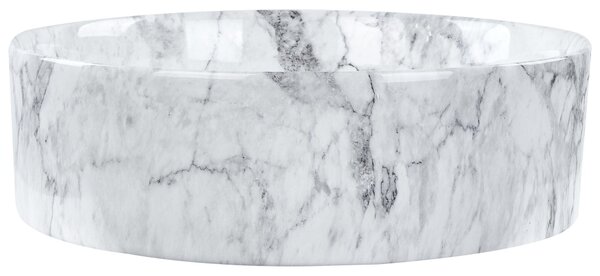 BELIANI Lavabo da bagno da appoggio in Vetroceramica bianca rotondo ⌀ 40 cm look marmo bagno moderno