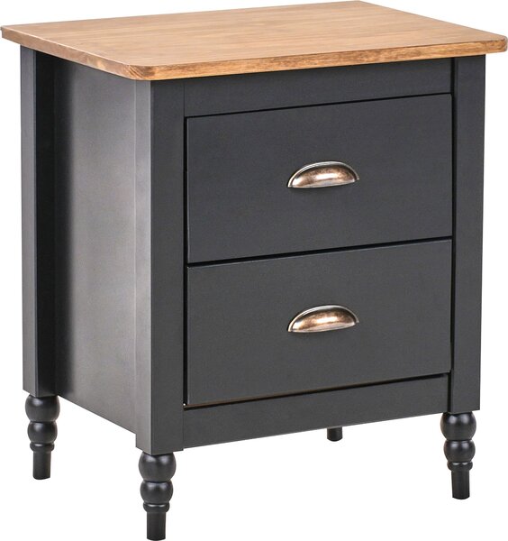 BELIANI Comodino in legno di pino marrone e nero, 2 cassetti, spazio contenitivo, stile retrò, camera da letto