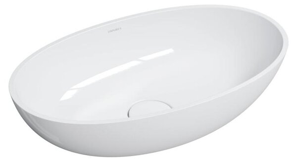 Omnires SHELL M+ SHELLUNBP Lavabo da appoggio 60x35cm, marmo composito, bianco lucido