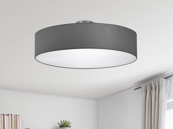 Lampada da soffitto a LED con paralume in tessuto grigio Ø 50 cm, lampada rotonda per corridoio, lampada per camera da letto