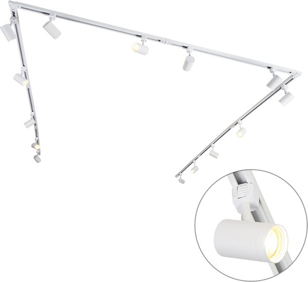 QAZQA - Modern Sistema di binari moderno I Faretto da incasso I Faretto da soffitto I Faretto bianco con 14 spot I Faretto da incasso I Faretto da soffitto I Faretto I Lampada I Lampada monofase - Jeana I