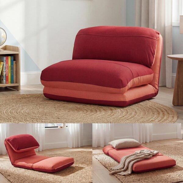 MCW-E68 poltrona letto, divano letto, poltrona funzionale, poltrona pieghevole, poltrona reclinabile, tessuto/tessuto ~ arancione/rosso scuro