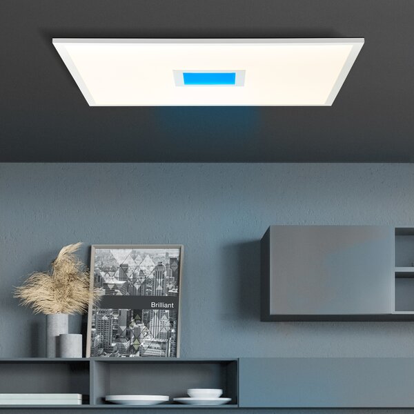 BRILLANTE pannello LED moderno a superficie 60x60cm | Plafoniera dimmerabile con luce centrale RGB e telecomando | Metallo/plastica | 37W 3800 lumen 2700-6500 lumen | Bianco