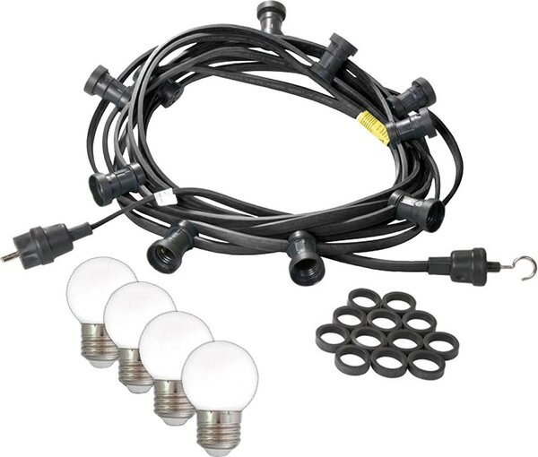 Catena luminosa Illu/party 5m - catena luminosa per esterni nera - Germany - 10 luci a sfera LED bianco freddo