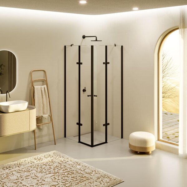 Cabina doccia angolare nera i-flair 70x70x180 cm in vetro di sicurezza trasparente da 6 mm - DK19
