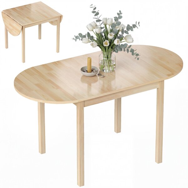 HOMCOM Tavolo da pranzo in legno pieghevole per 6 persone, legno naturale