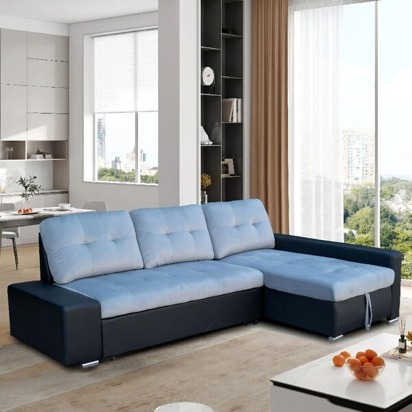 Divano angolare con contenitore e funzione letto con rivestimento in velluto, ca. 243 x 151 x 89 cm