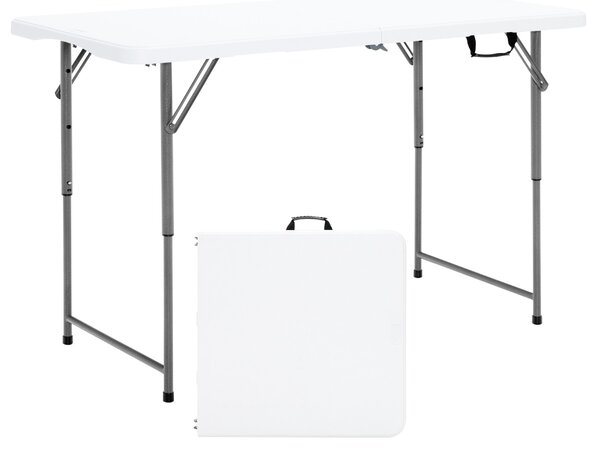 Costway Tavolo pieghevole da picnic con altezza regolabile a 3 livelli, Tavolo da pranzo con maniglia per il trasporto