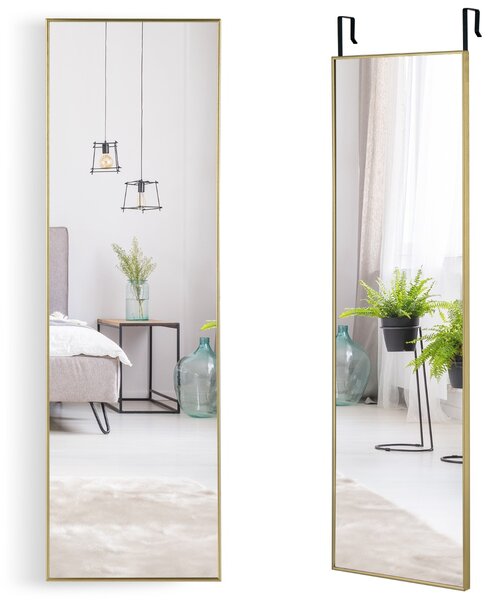 Costway Specchio sopra la porta con cornice in alluminio vetro antigraffio, Specchio da appendere o da parete Oro