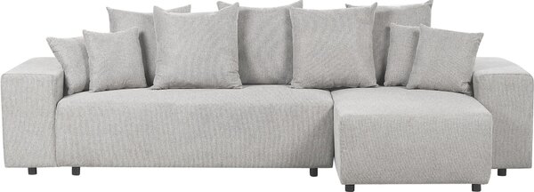 BELIANI Divano letto angolare tessuto grigio chiaro 3 posti lato sinistro per dormire con cuscini soggiorno moderno