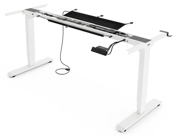 Telaio scrivania regolabile in altezza Yaasa Frame Essential, bianco – 120 - 190 cm – 4 scomparti, indicatore di altezza, sensore di collisione, capacità di carico 125 kg
