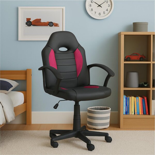 Sedia da scrivania Junior regolabile in altezza, sedia girevole ergonomica antracite-rosa